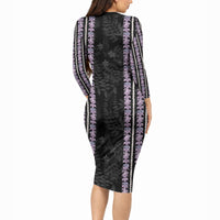 Hawaii Queen Liliuokalani Long Sleeve Bodycon Dress Hawaiian Lei Pua Kalaunu LT05 - Polynesian Pride