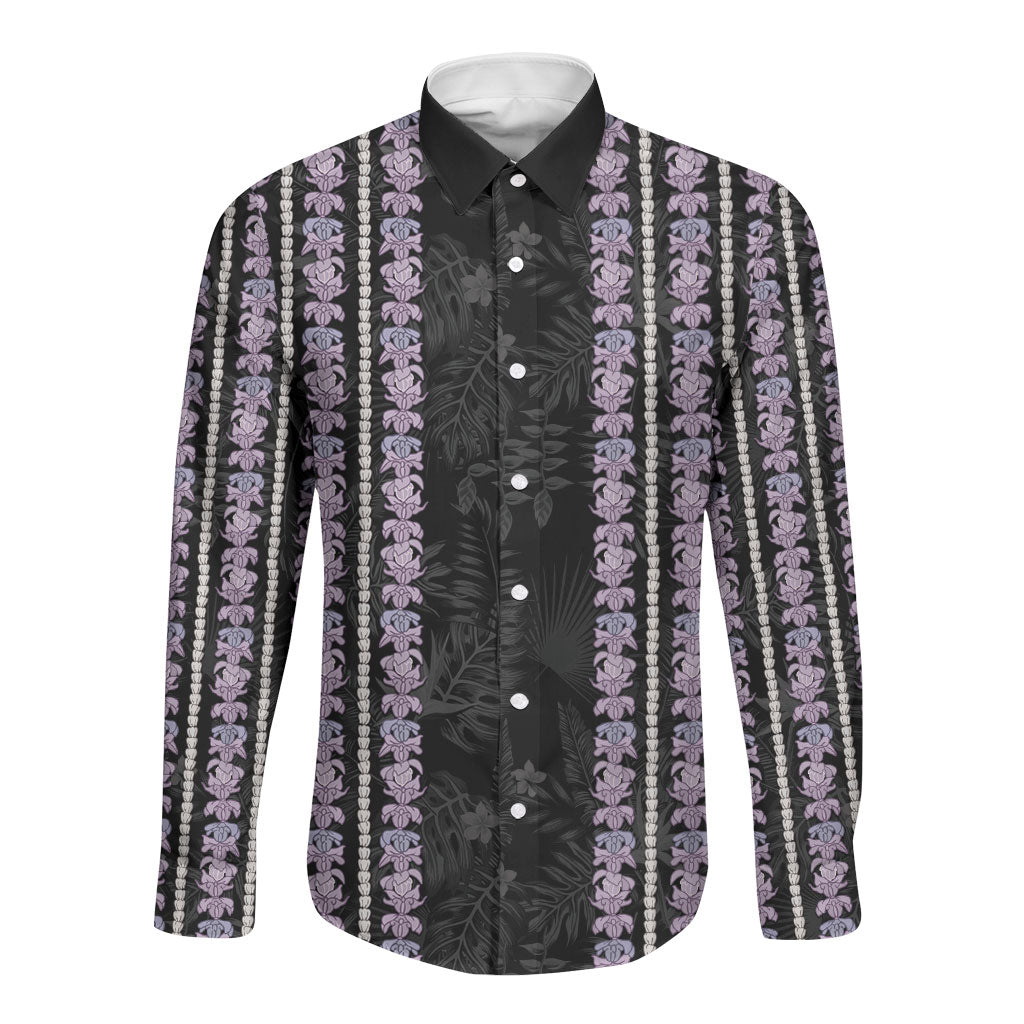 Hawaii Queen Liliuokalani Long Sleeve Button Shirt Hawaiian Lei Pua Kalaunu LT05 Unisex Black - Polynesian Pride
