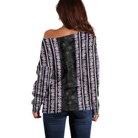 Hawaii Queen Liliuokalani Off Shoulder Sweater Hawaiian Lei Pua Kalaunu LT05 - Polynesian Pride
