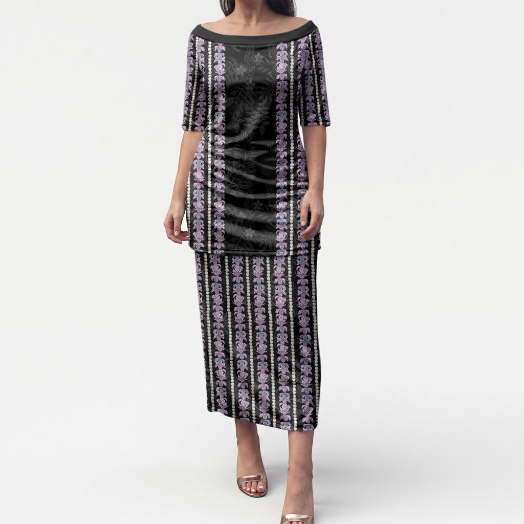 Hawaii Queen Liliuokalani Puletasi Hawaiian Lei Pua Kalaunu LT05 Long Dress Black - Polynesian Pride