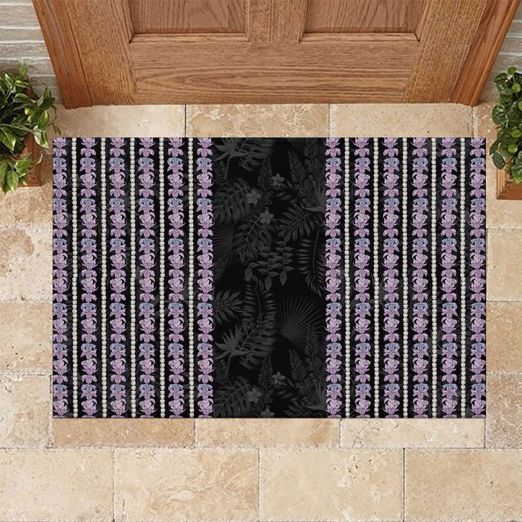 Hawaii Queen Liliuokalani Rubber Doormat Hawaiian Lei Pua Kalaunu LT05 Black - Polynesian Pride