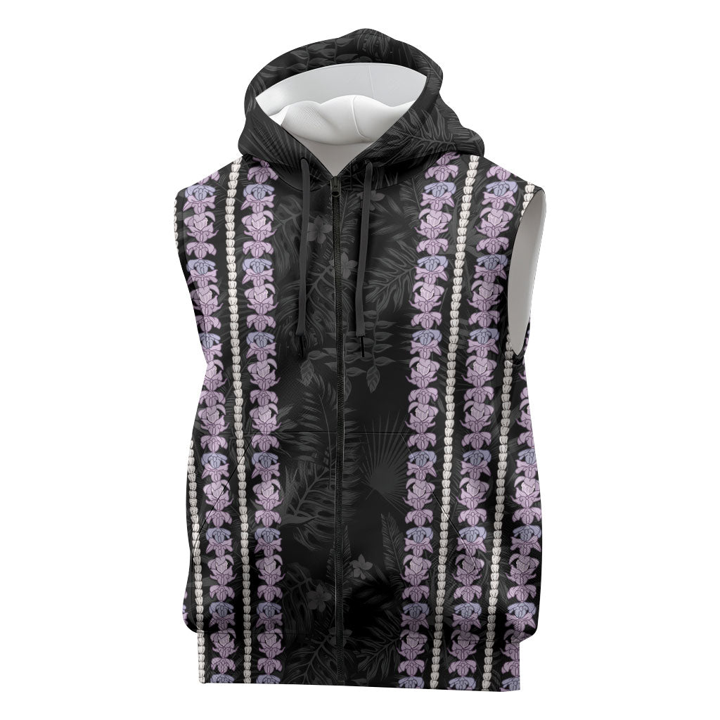 Hawaii Queen Liliuokalani Sleeveless Zip Hoodie Hawaiian Lei Pua Kalaunu LT05 Black - Polynesian Pride