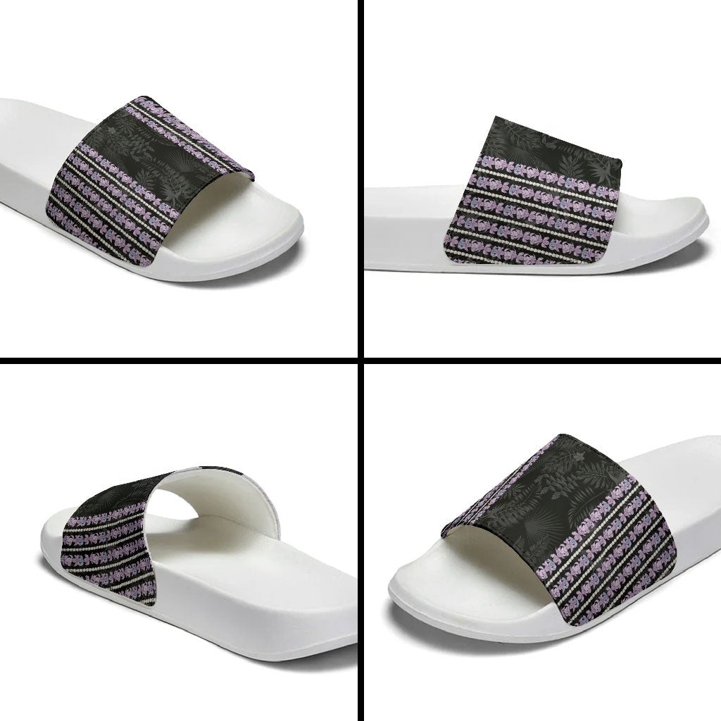 Hawaii Queen Liliuokalani Slide Sandals Hawaiian Lei Pua Kalaunu LT05 - Polynesian Pride