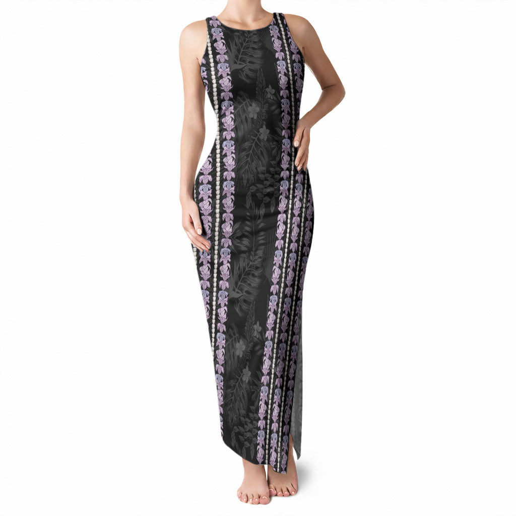 Hawaii Queen Liliuokalani Tank Maxi Dress Hawaiian Lei Pua Kalaunu LT05 Women Black - Polynesian Pride