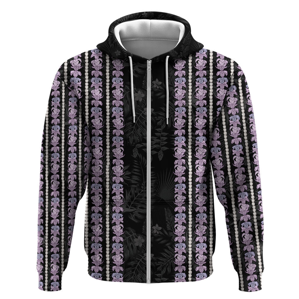 Hawaii Queen Liliuokalani Zip Hoodie Hawaiian Lei Pua Kalaunu LT05 Zip Hoodie Black - Polynesian Pride