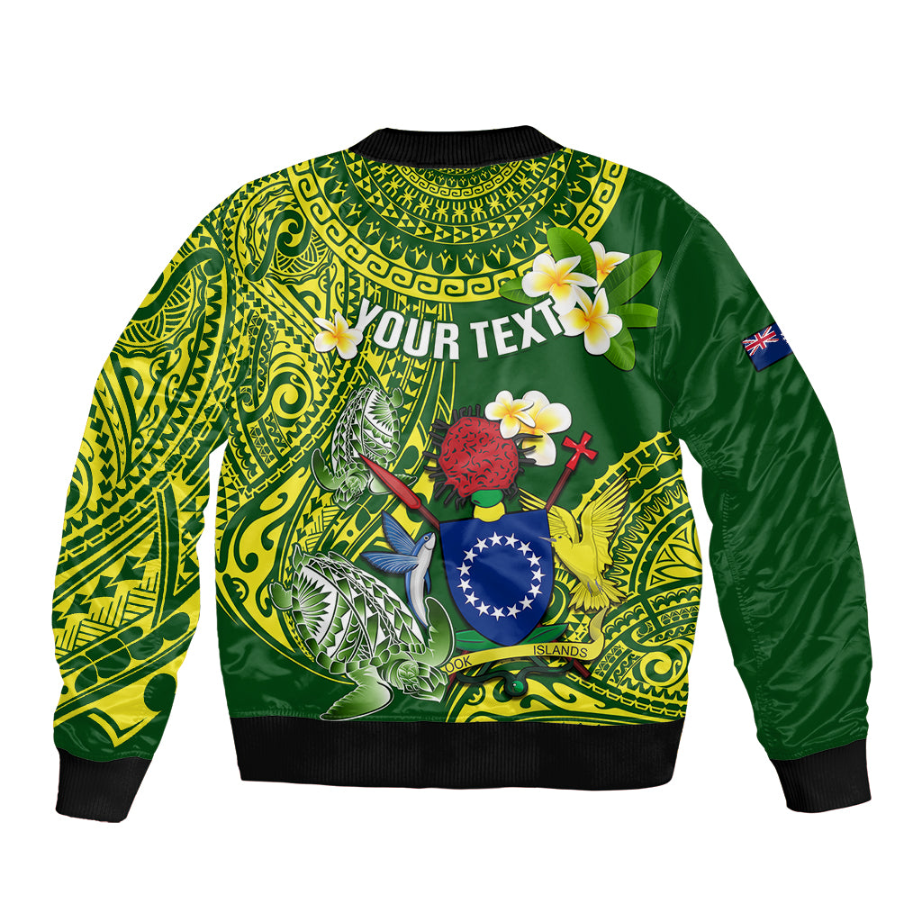 Personalized Cook Islands Bomber Jacket Coat Of Arms Plumeria Polynesian Turtle LT05 - Polynesian Pride