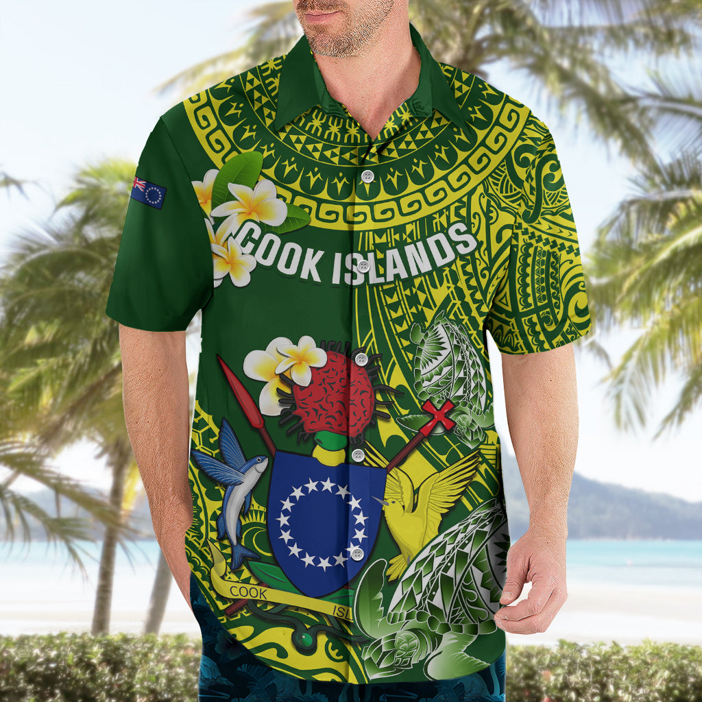 Personalized Cook Islands Hawaiian Shirt Coat Of Arms Plumeria Polynesian Turtle LT05 - Polynesian Pride
