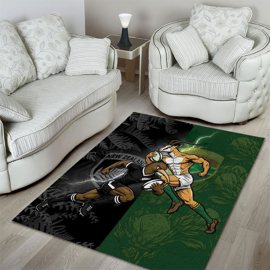 South Africa And New Zealand Area Rug Springboks And Kiwis Rugby Rivalry