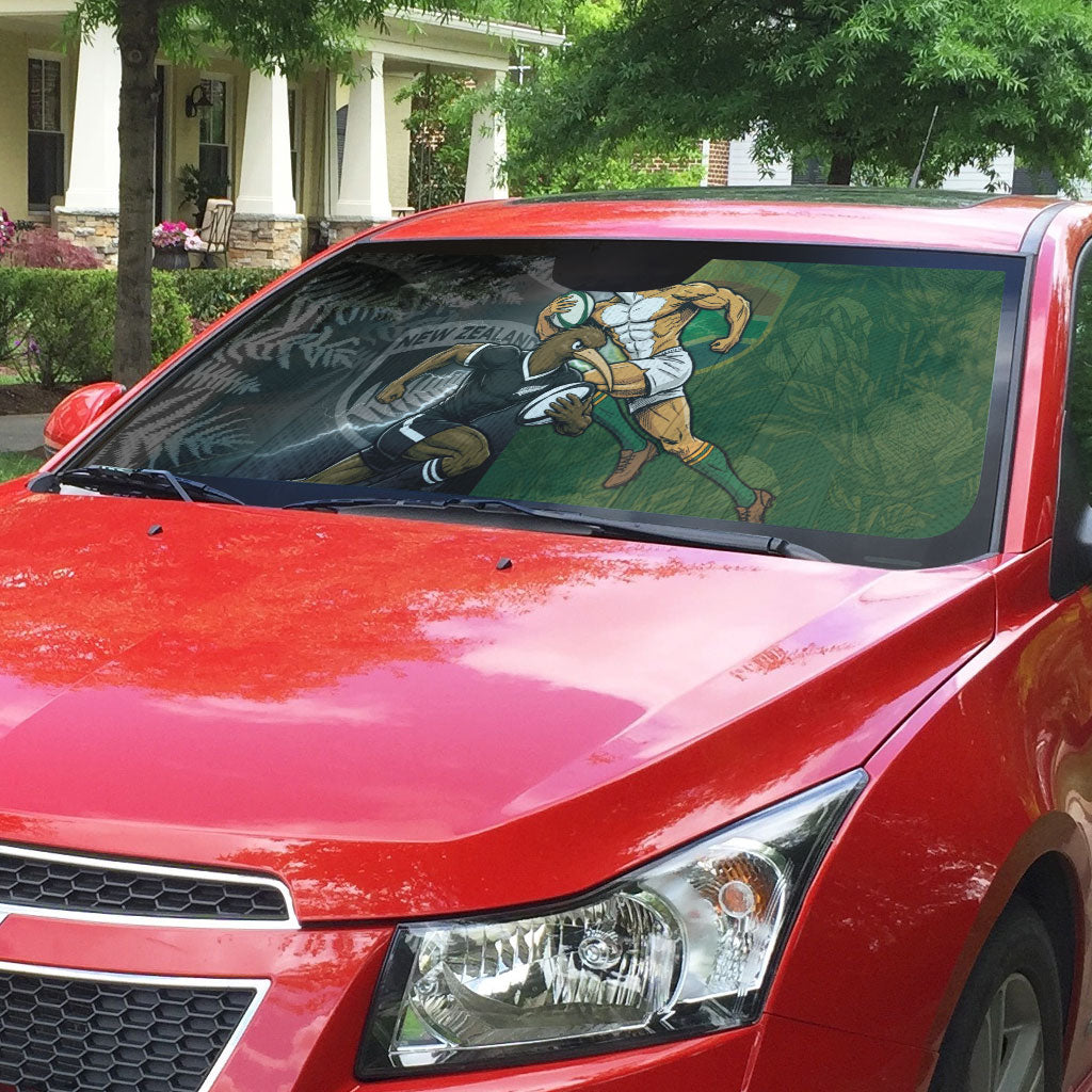 South Africa And New Zealand Auto Sun Shade Springboks And Kiwis Rugby Rivalry