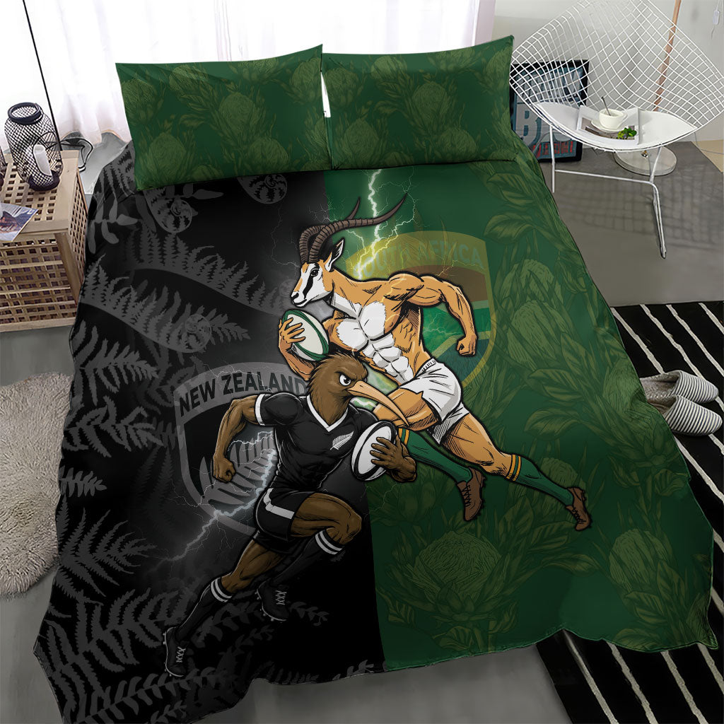 South Africa And New Zealand Bedding Set Springboks And Kiwis Rugby Rivalry