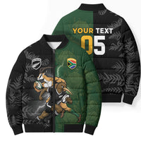 Custom South Africa And New Zealand Bomber Puffer Jacket Springboks And Kiwis Rugby Rivalry