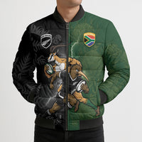 Custom South Africa And New Zealand Bomber Puffer Jacket Springboks And Kiwis Rugby Rivalry
