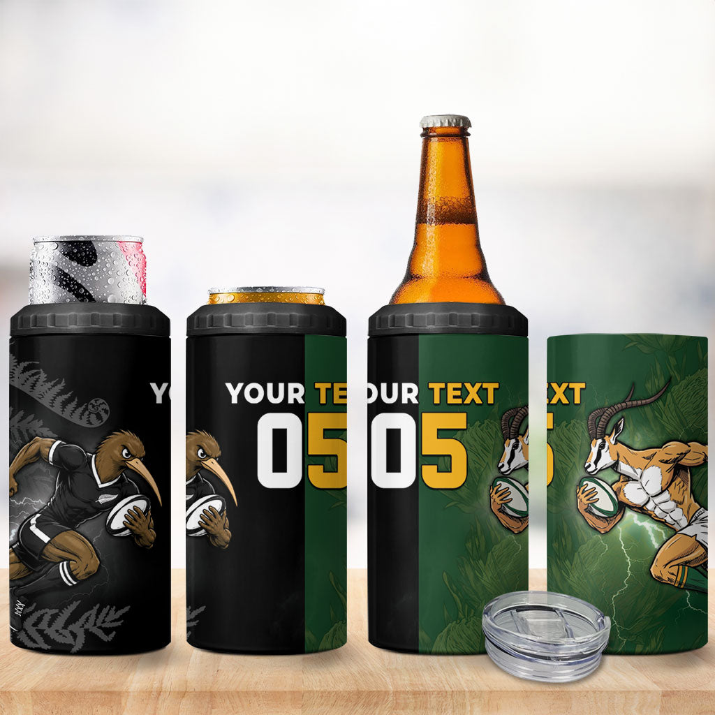 Custom South Africa And New Zealand 4 in 1 Can Cooler Tumbler Springboks And Kiwis Rugby Rivalry