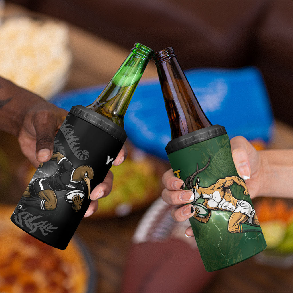 Custom South Africa And New Zealand 4 in 1 Can Cooler Tumbler Springboks And Kiwis Rugby Rivalry