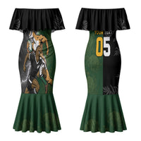 Custom South Africa And New Zealand Couples Matching Mermaid Dress and Long Sleeve Button Shirt Springboks And Kiwis Rugby Rivalry