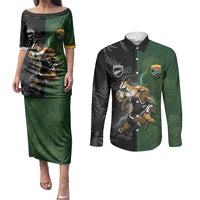 Custom South Africa And New Zealand Couples Matching Puletasi and Long Sleeve Button Shirt Springboks And Kiwis Rugby Rivalry