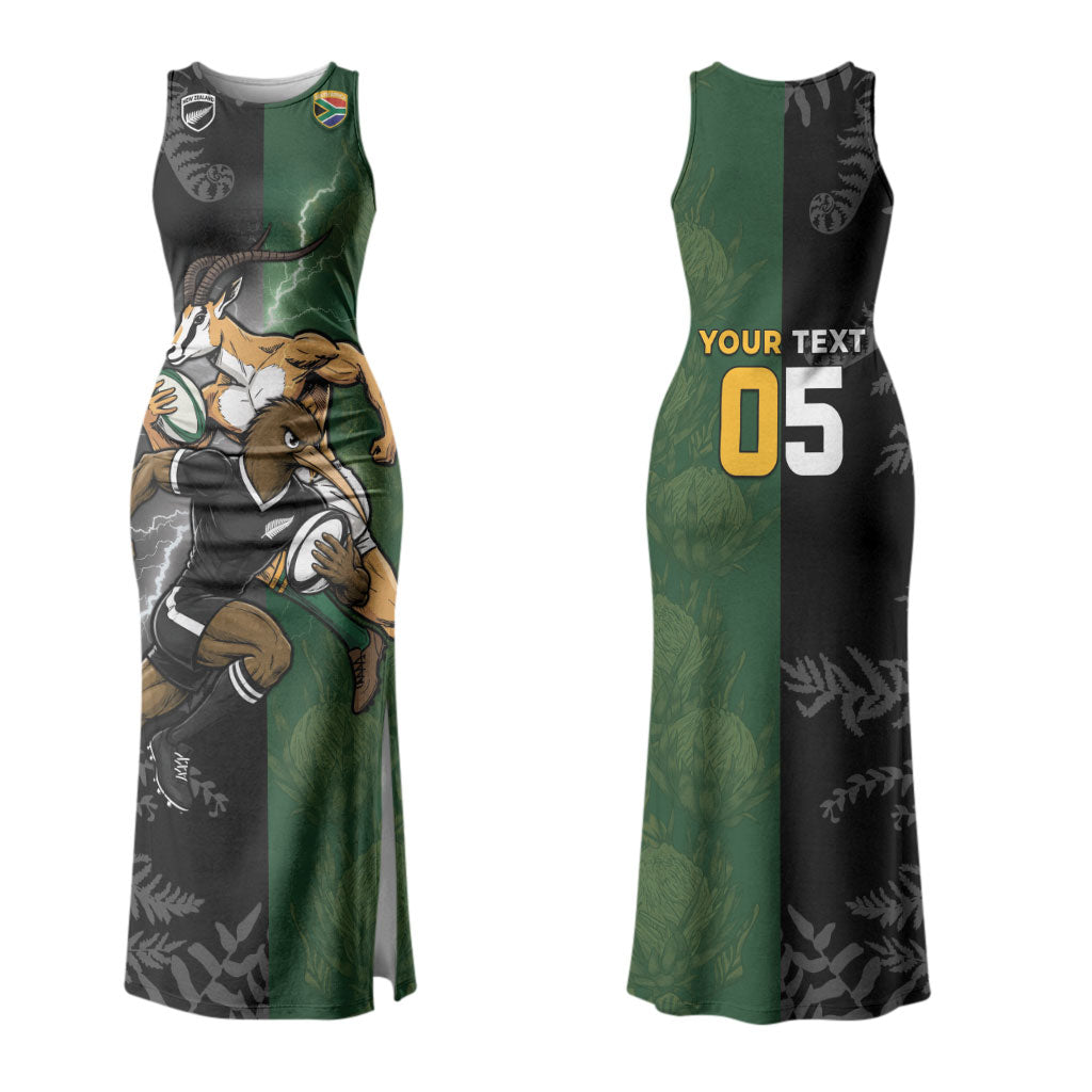Custom South Africa And New Zealand Couples Matching Tank Maxi Dress and Hawaiian Shirt Springboks And Kiwis Rugby Rivalry