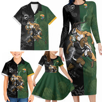 Custom South Africa And New Zealand Family Matching Long Sleeve Bodycon Dress and Hawaiian Shirt Springboks And Kiwis Rugby Rivalry