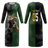 Custom South Africa And New Zealand Family Matching Long Sleeve Bodycon Dress and Hawaiian Shirt Springboks And Kiwis Rugby Rivalry