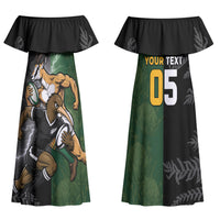 Custom South Africa And New Zealand Family Matching Off Shoulder Maxi Dress and Hawaiian Shirt Springboks And Kiwis Rugby Rivalry