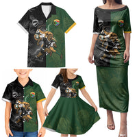 Custom South Africa And New Zealand Family Matching Puletasi and Hawaiian Shirt Springboks And Kiwis Rugby Rivalry