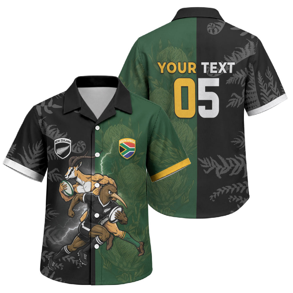 Custom South Africa And New Zealand Family Matching Summer Maxi Dress and Hawaiian Shirt Springboks And Kiwis Rugby Rivalry