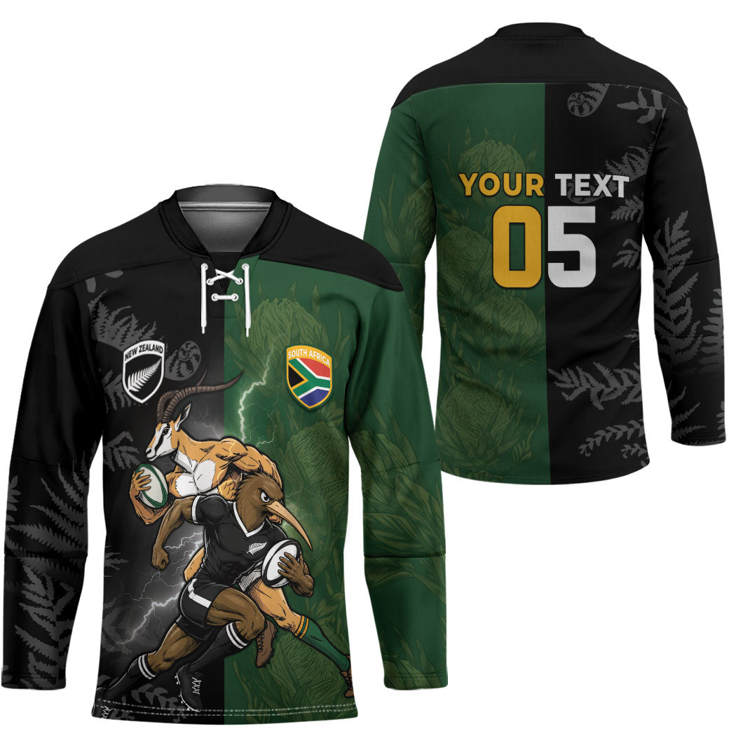 Custom South Africa And New Zealand Hockey Jersey Springboks And Kiwis Rugby Rivalry