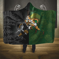 South Africa And New Zealand Hooded Blanket Springboks And Kiwis Rugby Rivalry