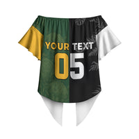Custom South Africa And New Zealand Off Shoulder Wrap Waist Top Springboks And Kiwis Rugby Rivalry