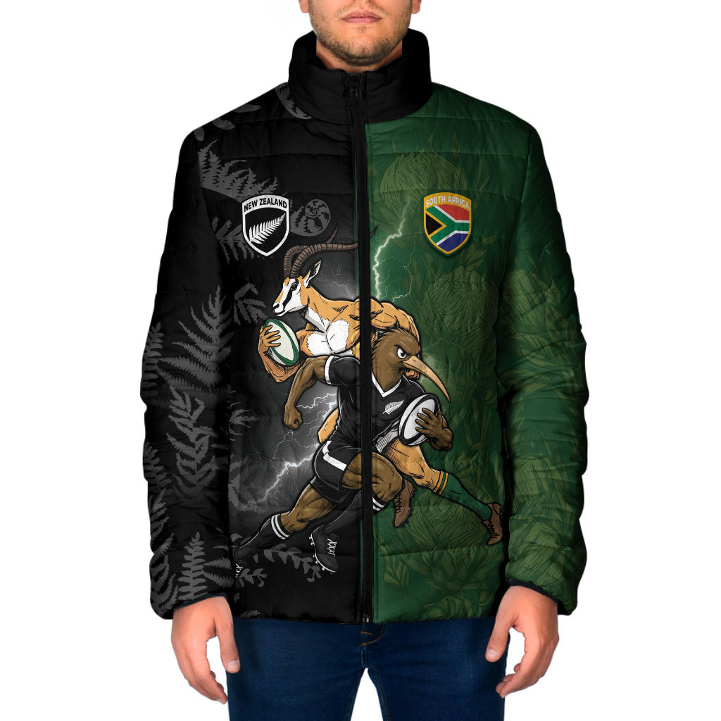 Custom South Africa And New Zealand Padded Jacket Springboks And Kiwis Rugby Rivalry