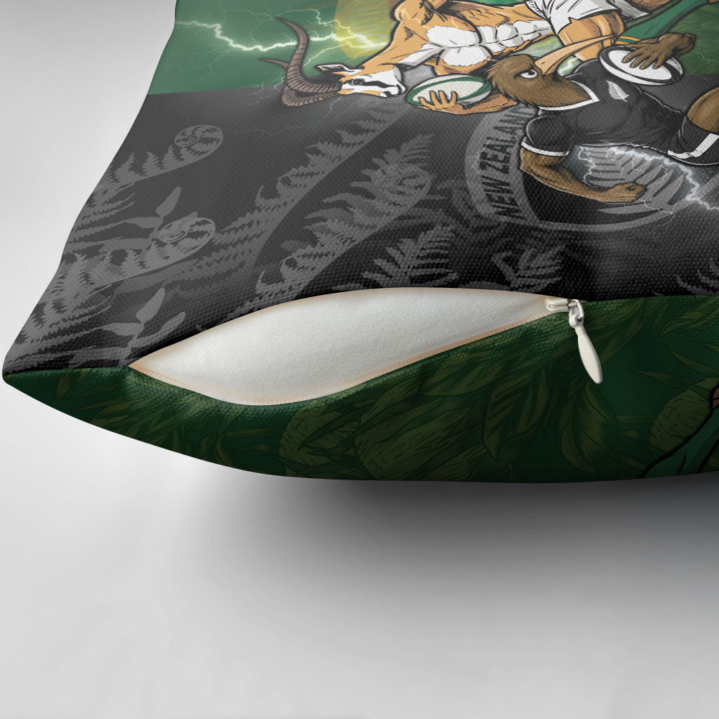South Africa And New Zealand Pillow Cover Springboks And Kiwis Rugby Rivalry