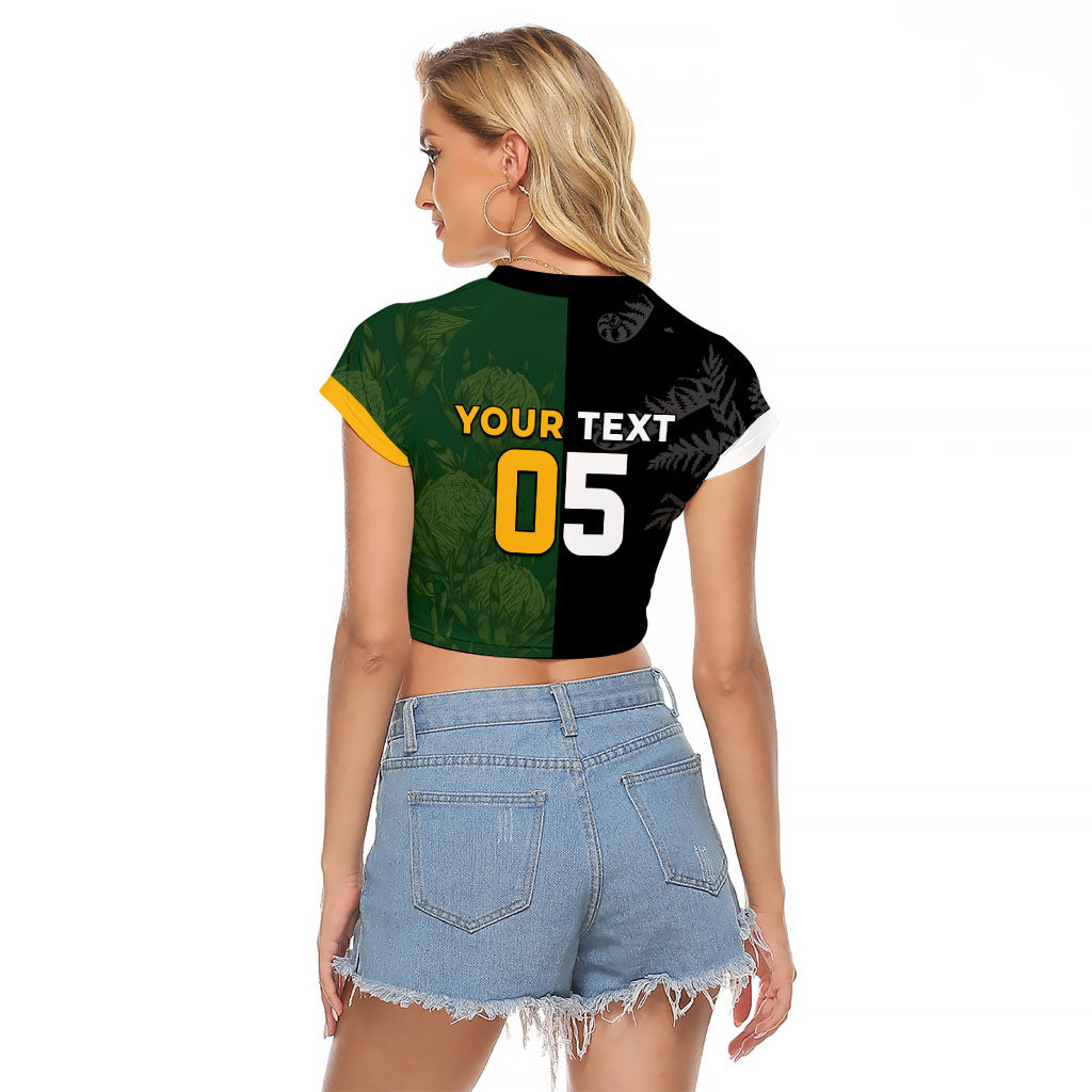 Custom South Africa And New Zealand Raglan Cropped T Shirt Springboks And Kiwis Rugby Rivalry