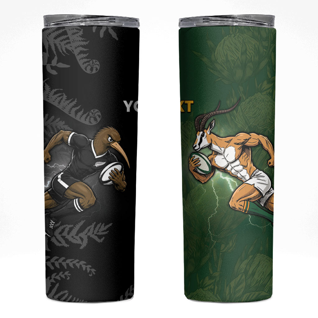 Custom South Africa And New Zealand Skinny Tumbler Springboks And Kiwis Rugby Rivalry