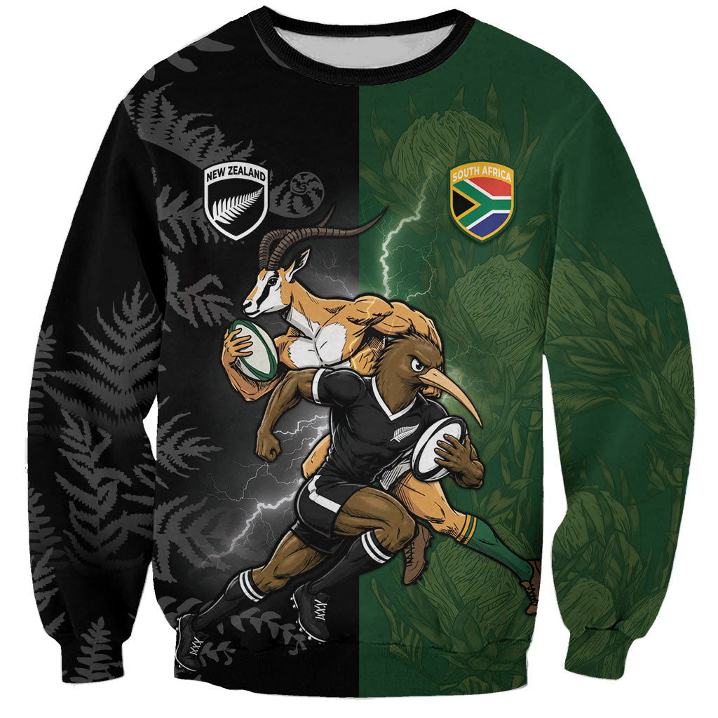 Custom South Africa And New Zealand Sweatshirt Springboks And Kiwis Rugby Rivalry