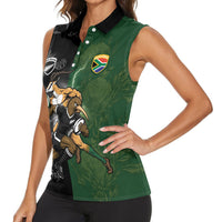 Custom South Africa And New Zealand Women Sleeveless Polo Shirt Springboks And Kiwis Rugby Rivalry