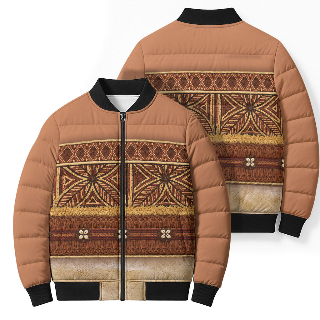 Polynesian Princess Inspired Cosplay Costume Bomber Puffer Jacket Traditional Tapa Pattern