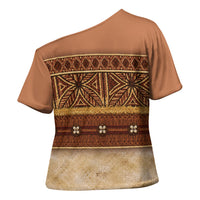 Polynesian Princess Inspired Cosplay Costume Cross Shoulder Shirt Traditional Tapa Pattern