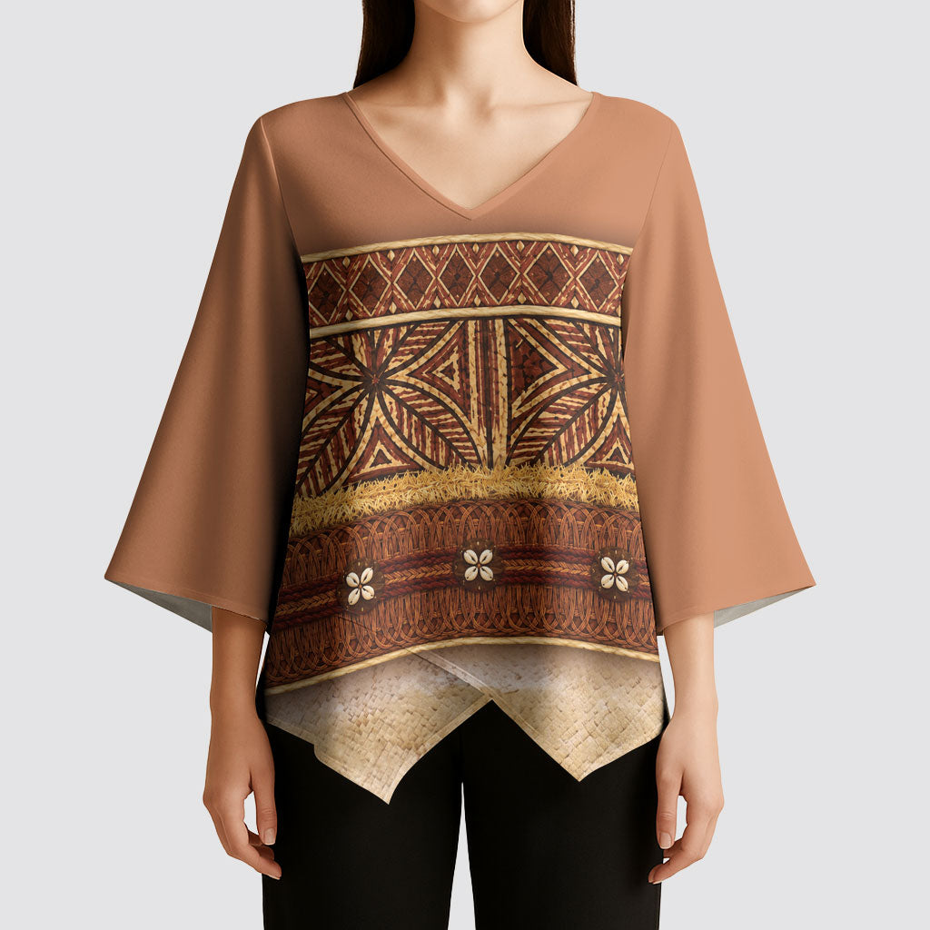 Polynesian Princess Inspired Cosplay Costume Kimono Sleeve Blouse Traditional Tapa Pattern
