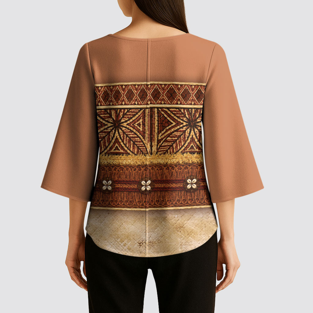 Polynesian Princess Inspired Cosplay Costume Kimono Sleeve Blouse Traditional Tapa Pattern