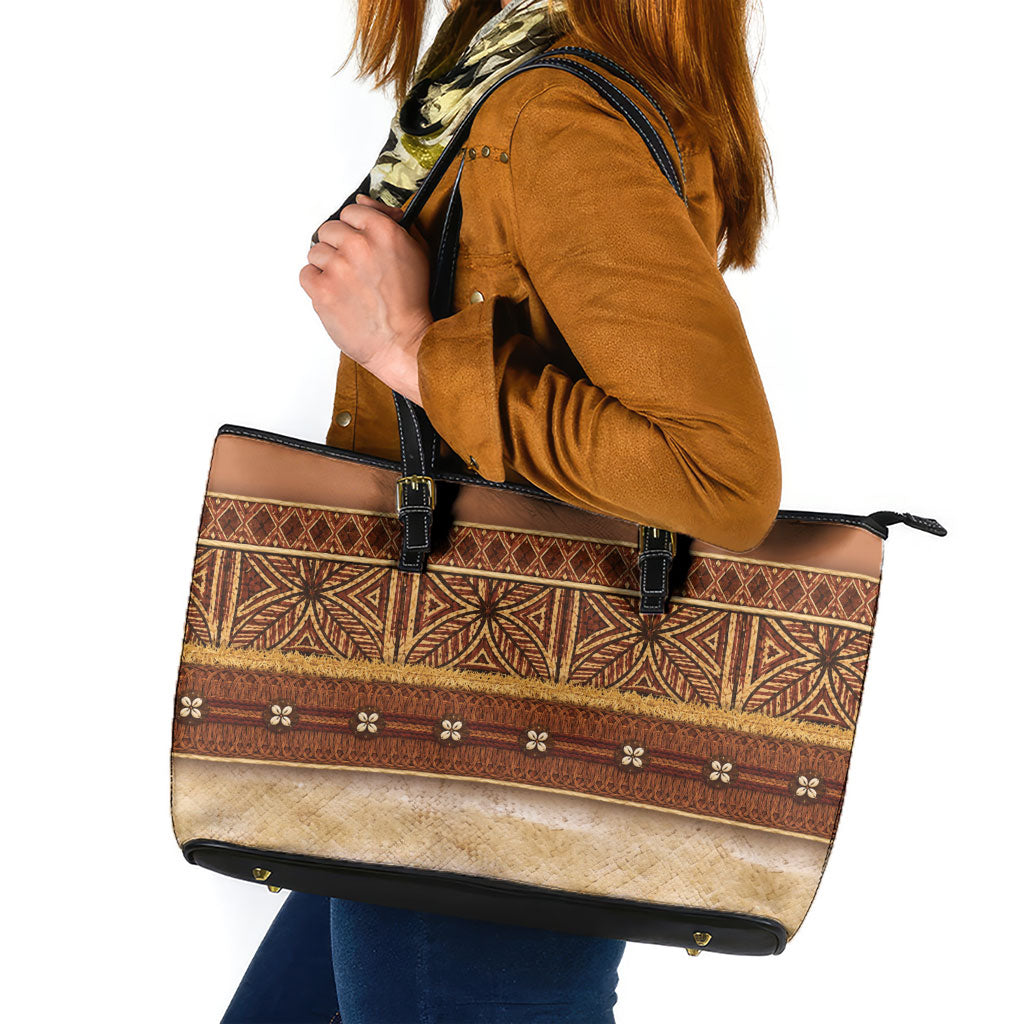 Polynesian Princess Inspired Cosplay Costume Leather Tote Bag Traditional Tapa Pattern