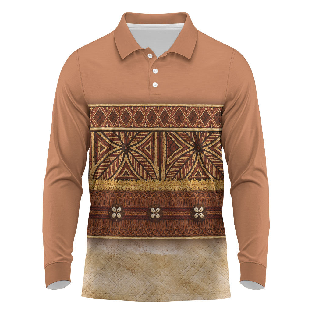 Polynesian Princess Inspired Cosplay Costume Long Sleeve Polo Shirt Traditional Tapa Pattern