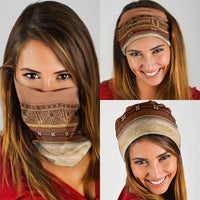 Polynesian Princess Inspired Cosplay Costume Neck Gaiter Traditional Tapa Pattern