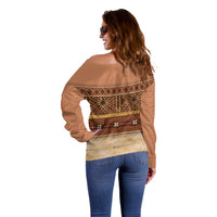 Polynesian Princess Inspired Cosplay Costume Off Shoulder Sweater Traditional Tapa Pattern