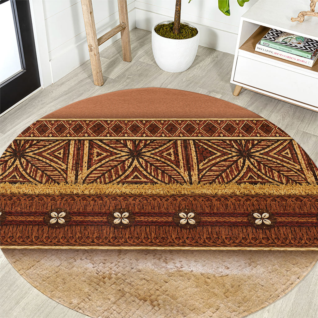 Polynesian Princess Inspired Cosplay Costume Round Carpet Traditional Tapa Pattern