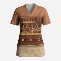 Polynesian Princess Inspired Cosplay Costume Scrub Top Traditional Tapa Pattern
