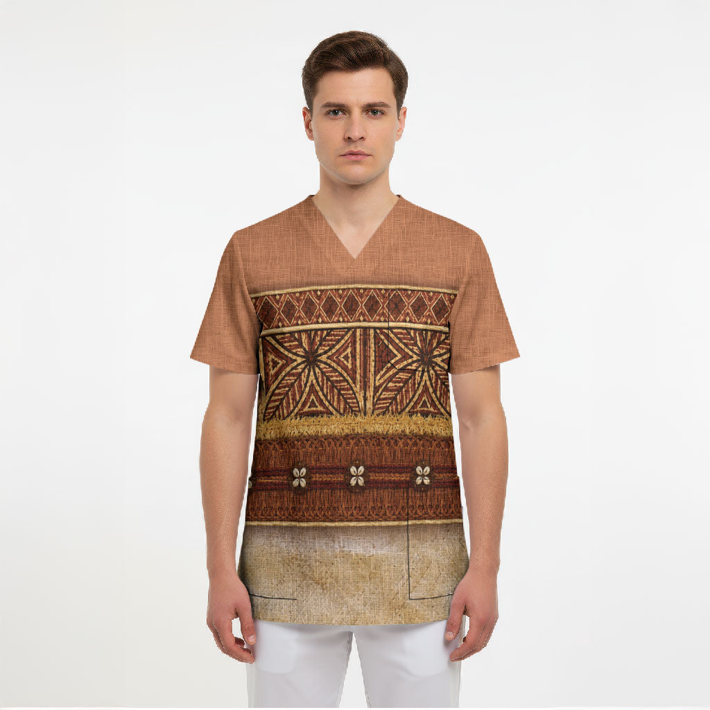 Polynesian Princess Inspired Cosplay Costume Scrub Top Traditional Tapa Pattern