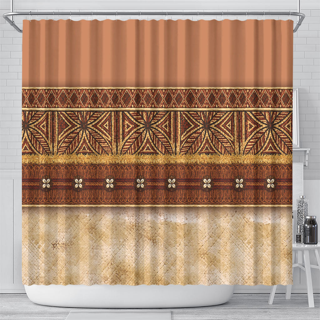 Polynesian Princess Inspired Cosplay Costume Shower Curtain Traditional Tapa Pattern