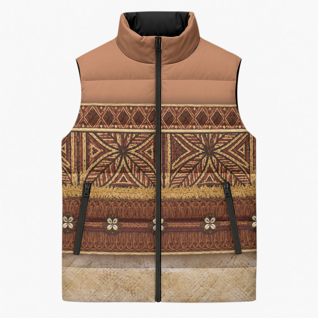 Polynesian Princess Inspired Cosplay Costume Sleeveless Puffer Jacket Traditional Tapa Pattern
