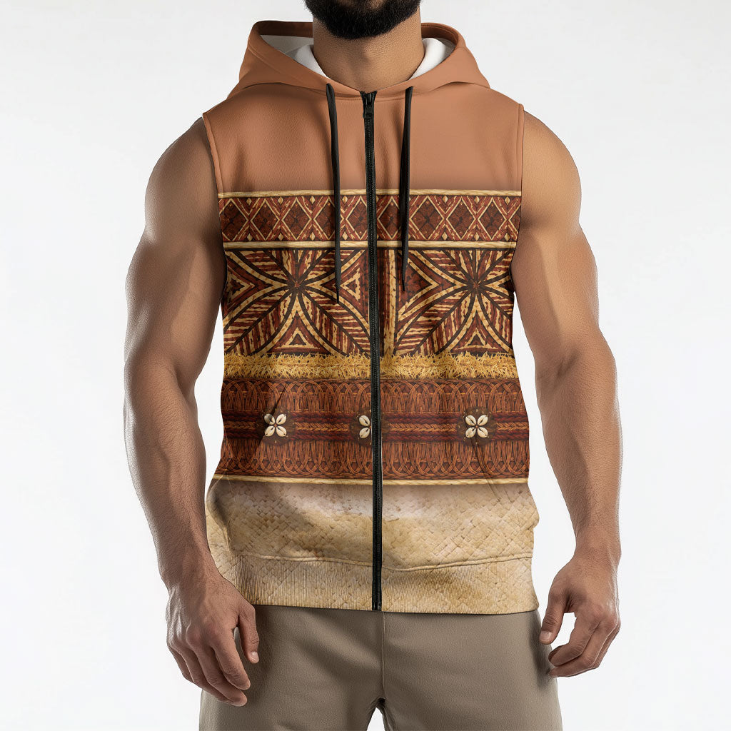 Polynesian Princess Inspired Cosplay Costume Sleeveless Zip Hoodie Traditional Tapa Pattern