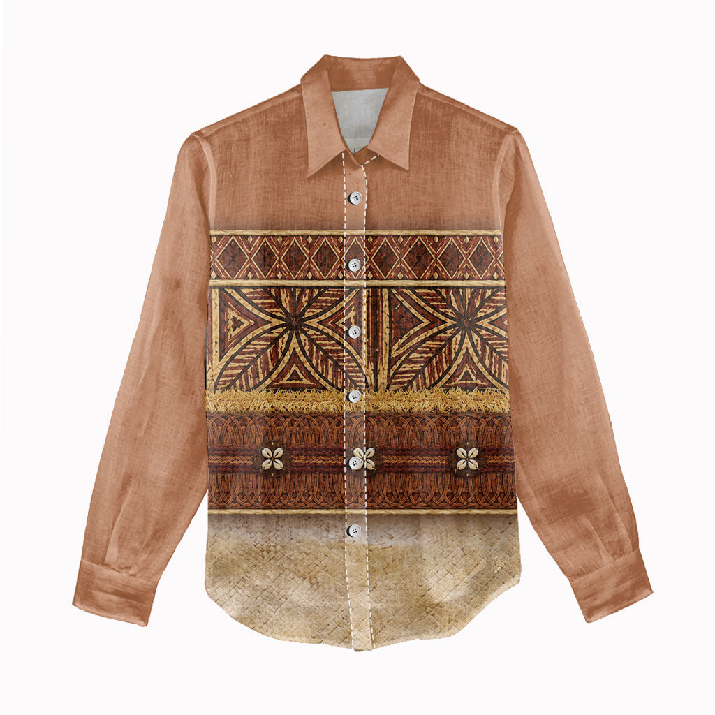 Polynesian Princess Inspired Cosplay Costume Women Casual Shirt Traditional Tapa Pattern
